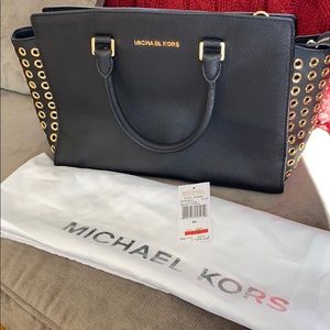Michael Kors Large Black Selma Grommet Bag